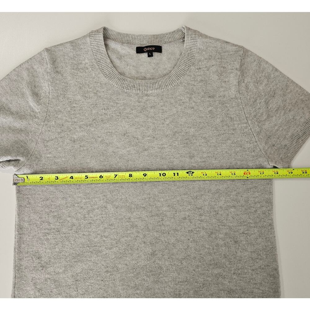 Quince Women's Light Gray 100% Mongolian Cashmere Tee Cozy Sweater Knit Top L - Picture 4 of 8